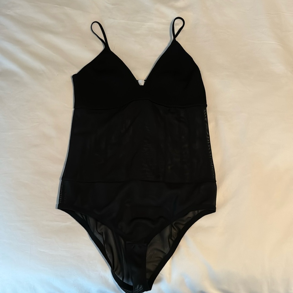 Sexy Zara bodysuit opaque top and sheer body